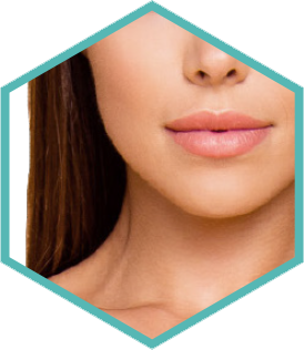Hexagon crop of a woman's face and neck for Morpheus8 skin remodelling in Amsterdam